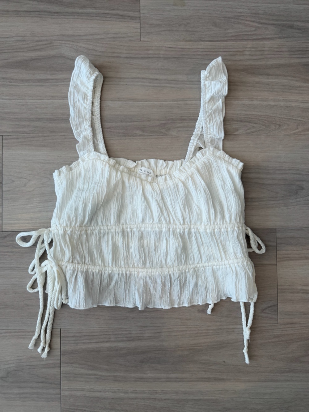 Cream ruffle tank top